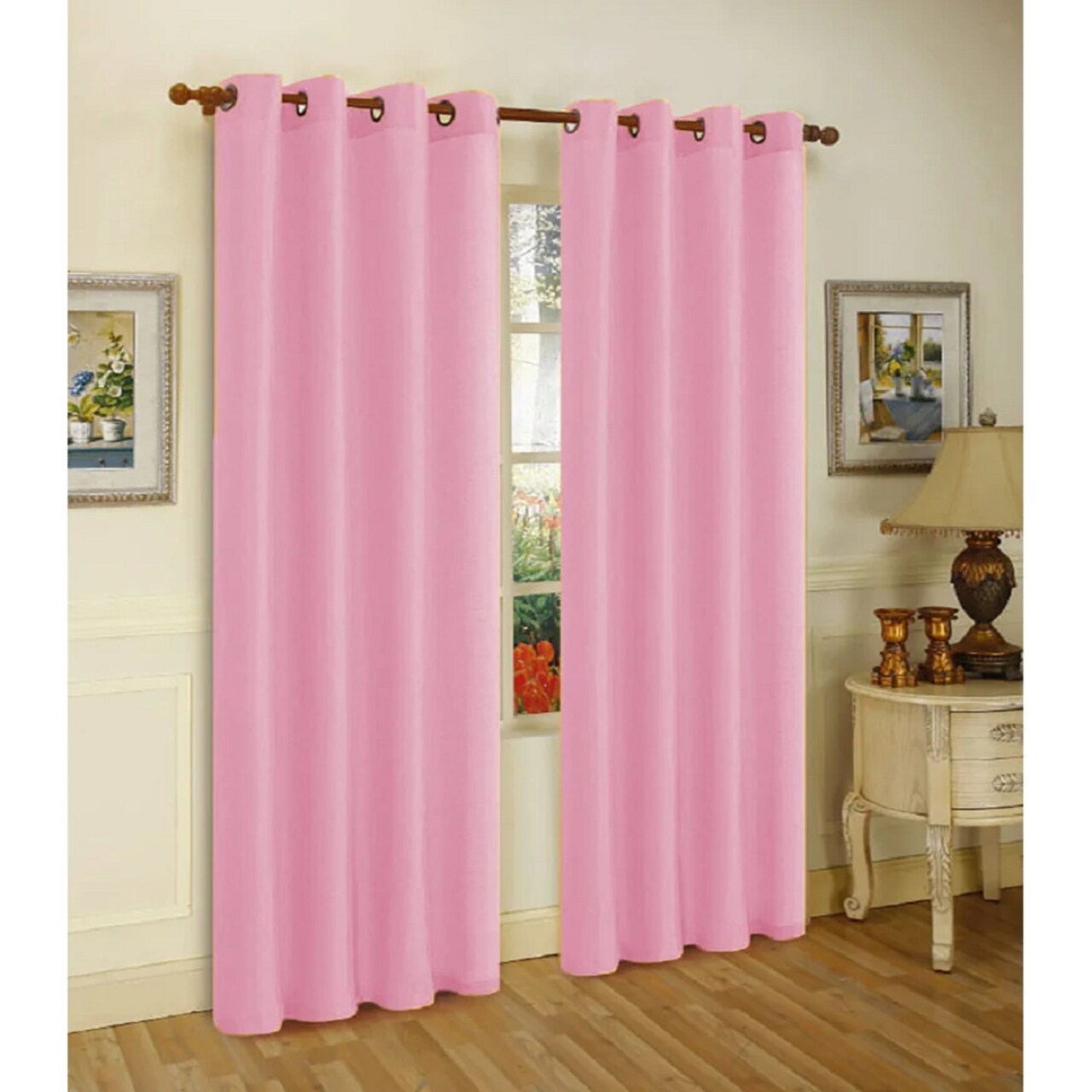 J&V TEXTILES 2 Panels Solid Grommet Faux Silk Window Curtain Drapes Treatment in 84" Length